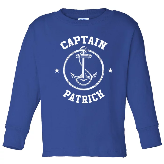 Captain Patrick Funny Personalized Name Sailing Boat Gift Toddler Long Sleeve Shirt