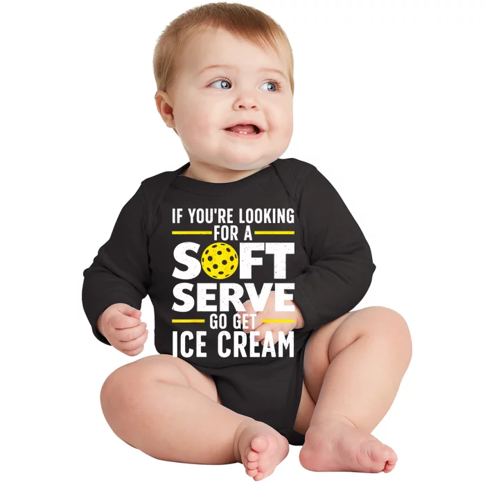 Cool Pickleball For Men Women Pickle Ball Player Soft Serve Baby Long Sleeve Bodysuit