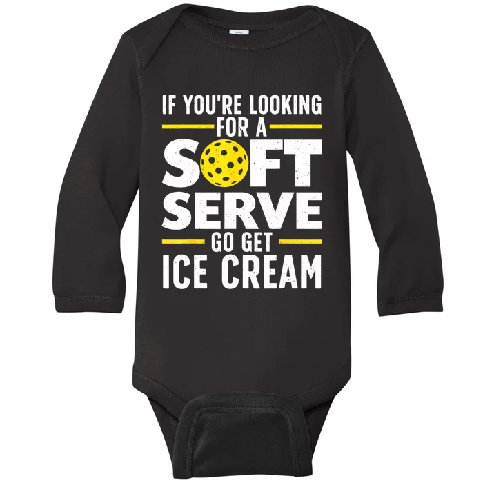 Cool Pickleball For Men Women Pickle Ball Player Soft Serve Baby Long Sleeve Bodysuit