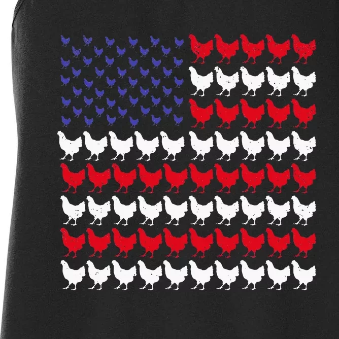 Chicken Patriotic Farmers 4th Of July Women's Racerback Tank