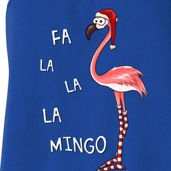 Cute Pink Flamingo With Santa Hat And Stockings Fa La La Mingo Gift Women's Racerback Tank