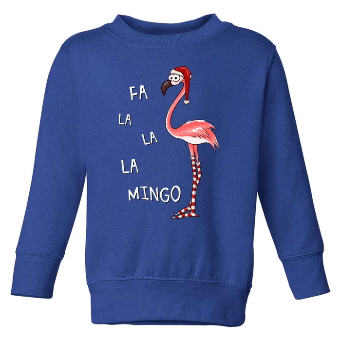 Cute Pink Flamingo With Santa Hat And Stockings Fa La La Mingo Gift Toddler Sweatshirt