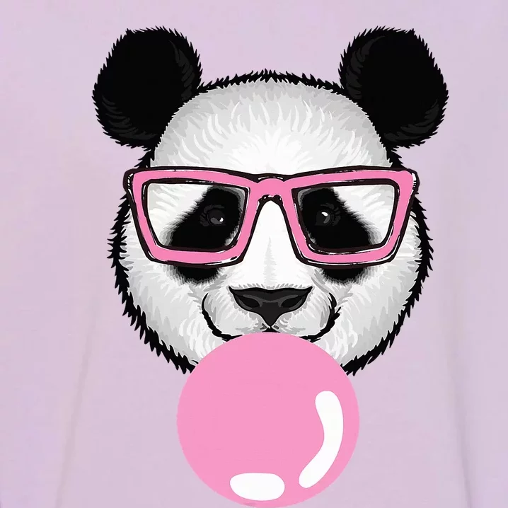 Cool Panda Face Eating Gum And Makes A Bubble Garment-Dyed Sweatshirt