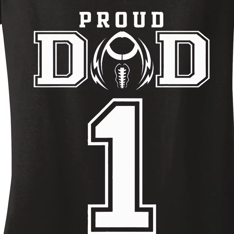 Custom Proud Football Dad Number 1 Personalized For Women's V-Neck T-Shirt