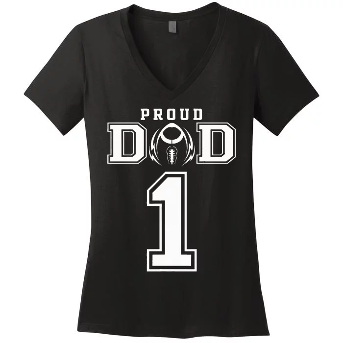 Custom Proud Football Dad Number 1 Personalized For Women's V-Neck T-Shirt