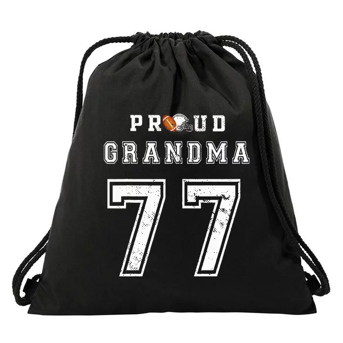 Custom Proud Football Grandma Number 77 Personalized Drawstring Bag