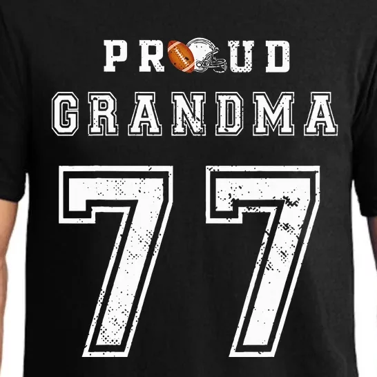 Custom Proud Football Grandma Number 77 Personalized Pajama Set