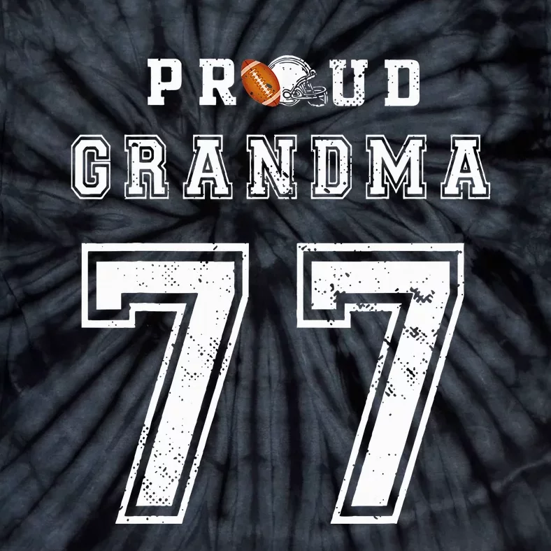 Custom Proud Football Grandma Number 77 Personalized Tie-Dye T-Shirt