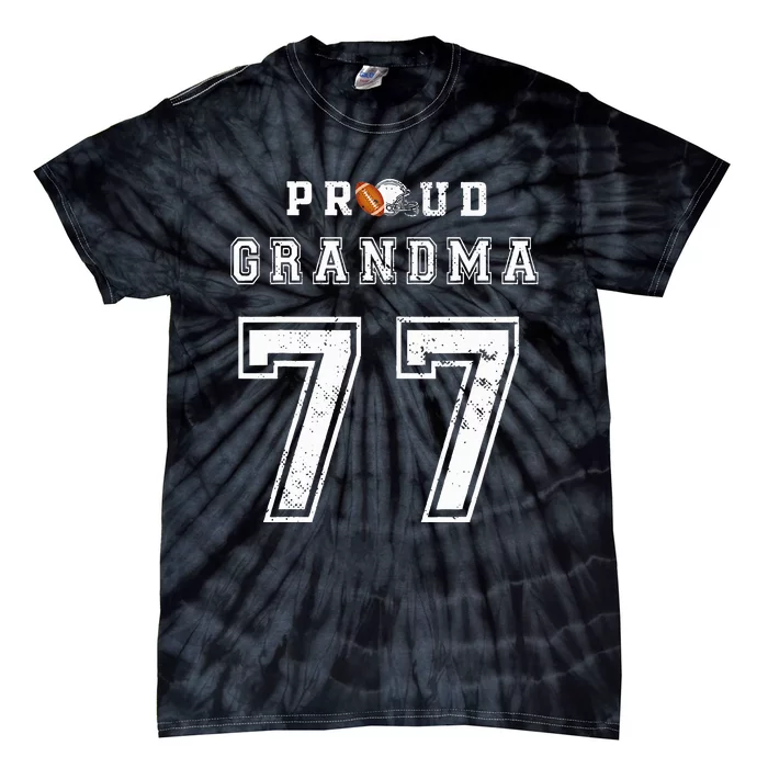 Custom Proud Football Grandma Number 77 Personalized Tie-Dye T-Shirt