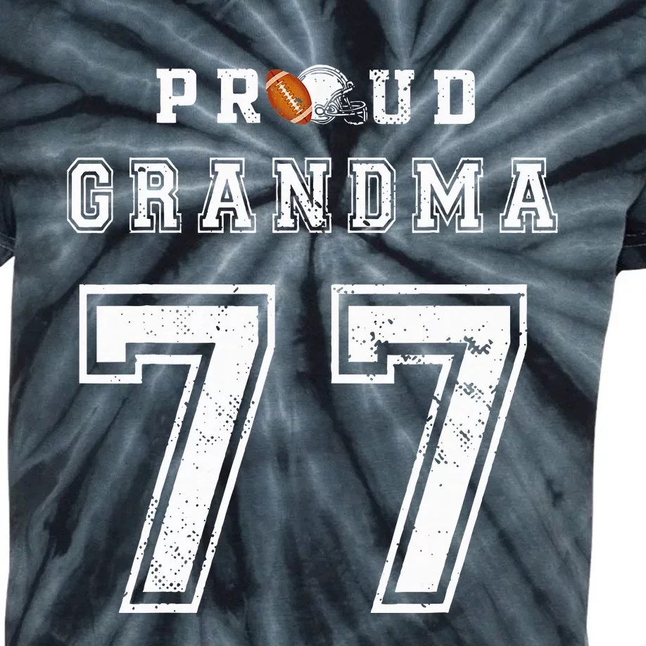 Custom Proud Football Grandma Number 77 Personalized Kids Tie-Dye T-Shirt