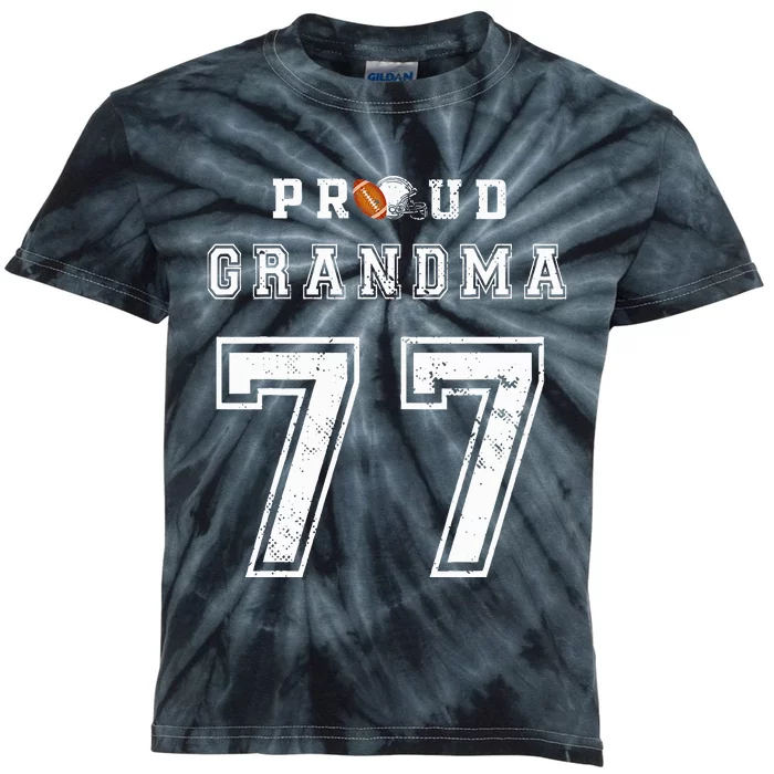 Custom Proud Football Grandma Number 77 Personalized Kids Tie-Dye T-Shirt