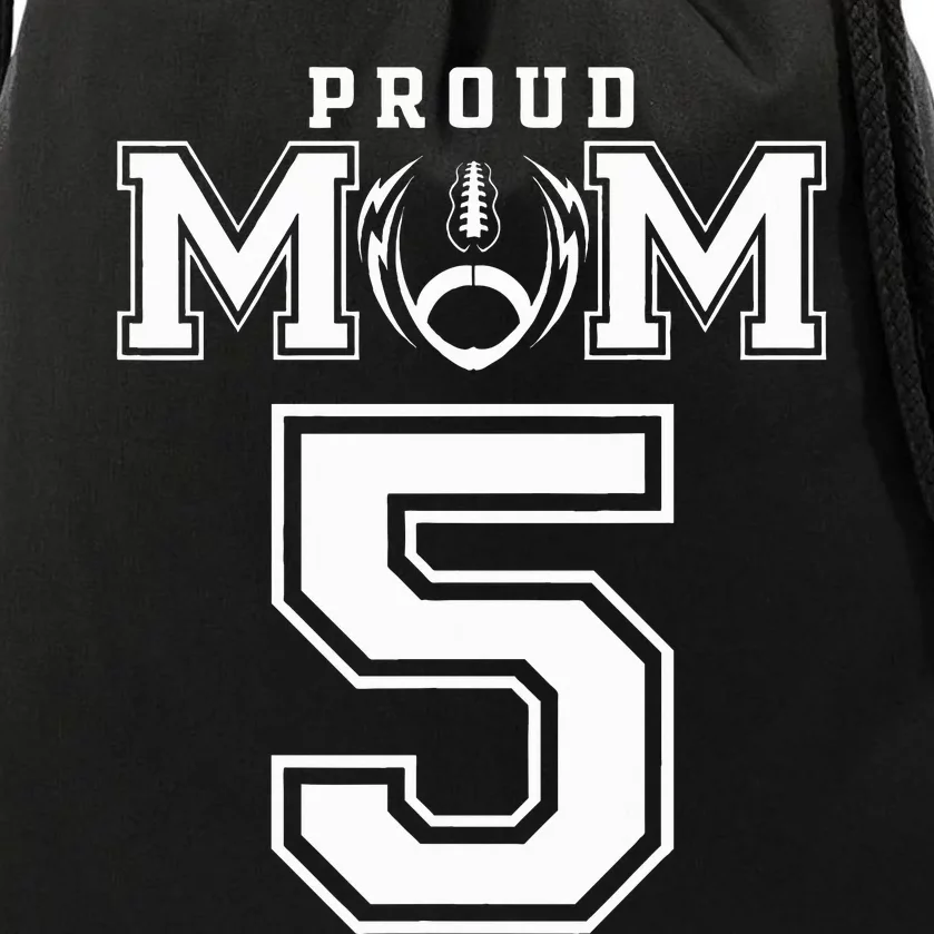 Custom Proud Football Mom Number 5 Personalized Drawstring Bag