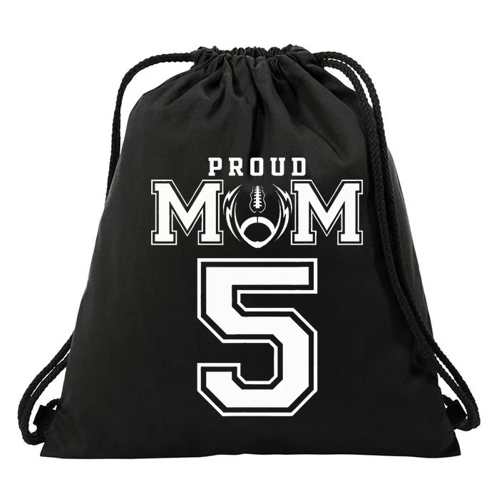 Custom Proud Football Mom Number 5 Personalized Drawstring Bag