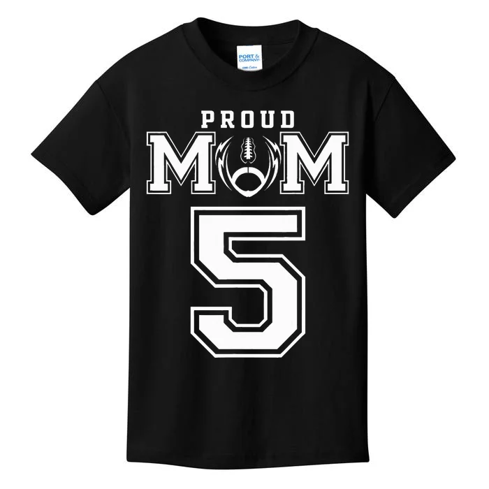 Custom Proud Football Mom Number 5 Personalized Kids T-Shirt