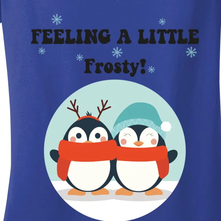 Christmas Penguin Frosty Funny Gift Women's V-Neck T-Shirt