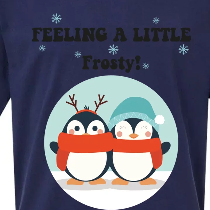 Christmas Penguin Frosty Funny Gift Sueded Cloud Jersey T-Shirt