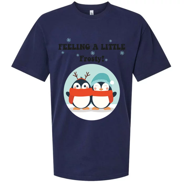 Christmas Penguin Frosty Funny Gift Sueded Cloud Jersey T-Shirt