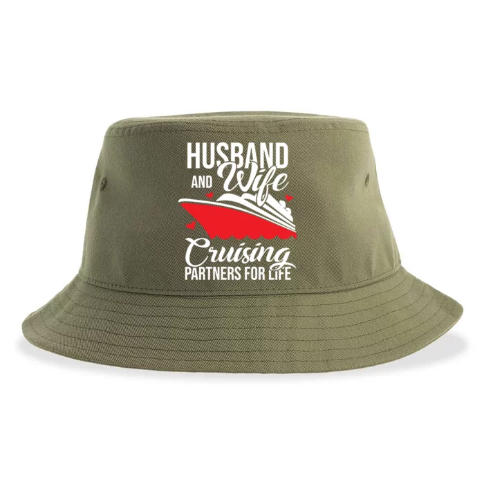 Cruising Partner For Life Husband And Wife Boat Ship Cruise Funny Gift Sustainable Bucket Hat