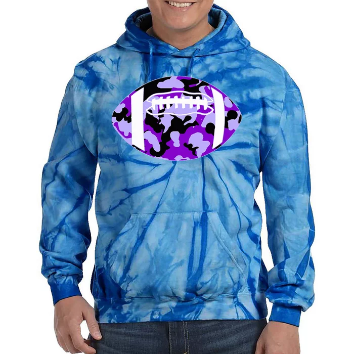 Cool Purple Football Camo Purple Camouflage Football Tie Dye Hoodie