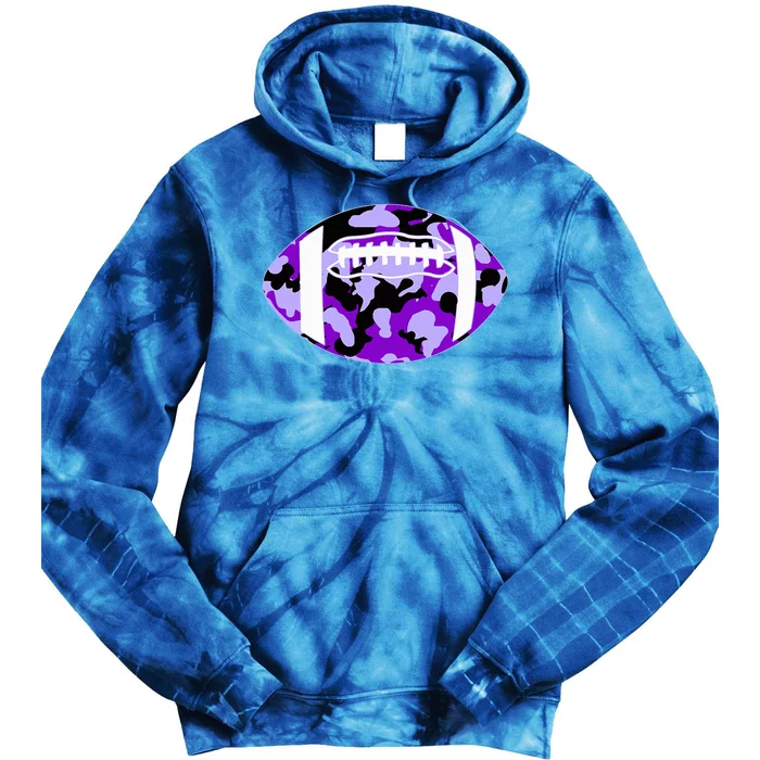 Cool Purple Football Camo Purple Camouflage Football Tie Dye Hoodie