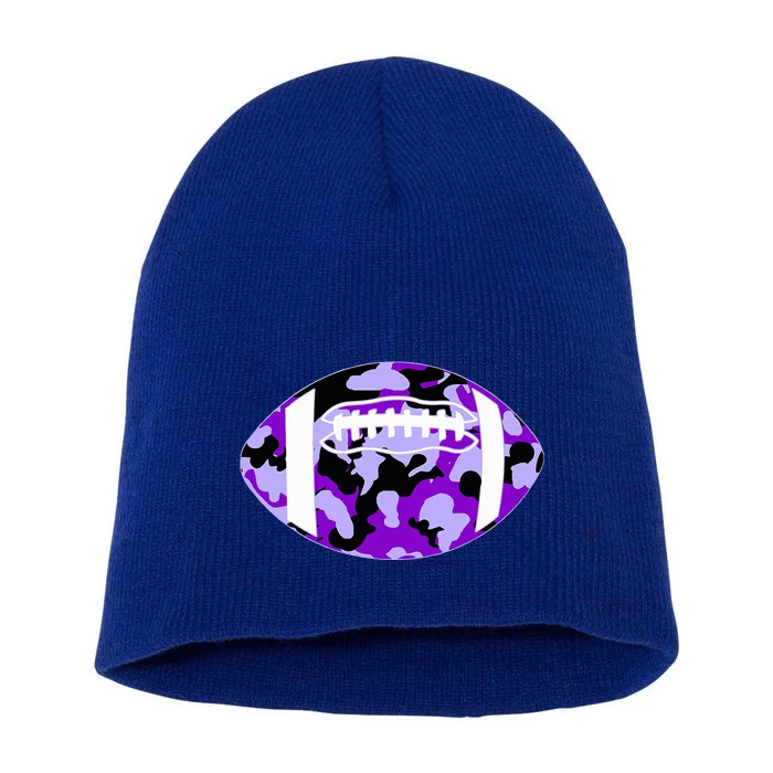 Cool Purple Football Camo Purple Camouflage Football Short Acrylic Beanie