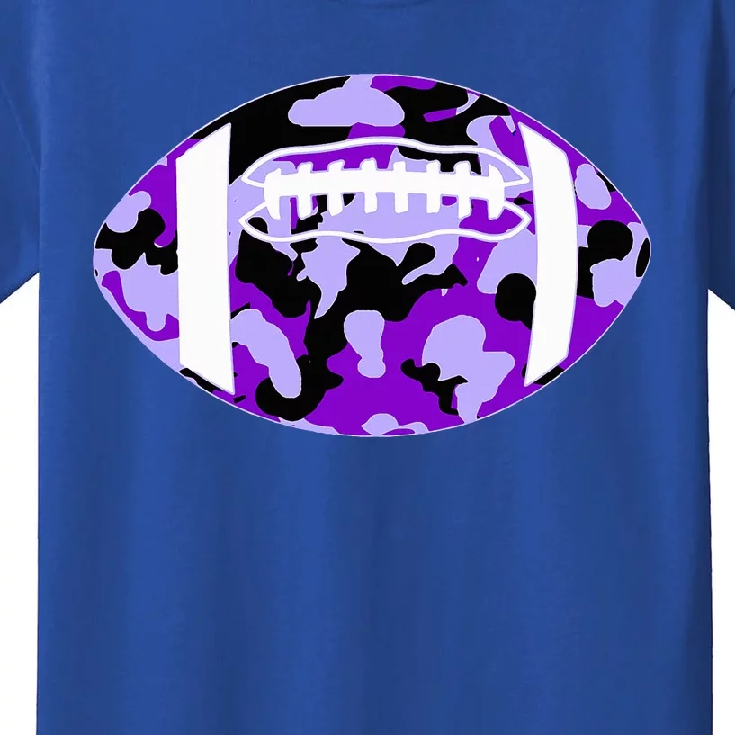 Cool Purple Football Camo Purple Camouflage Football Kids T-Shirt