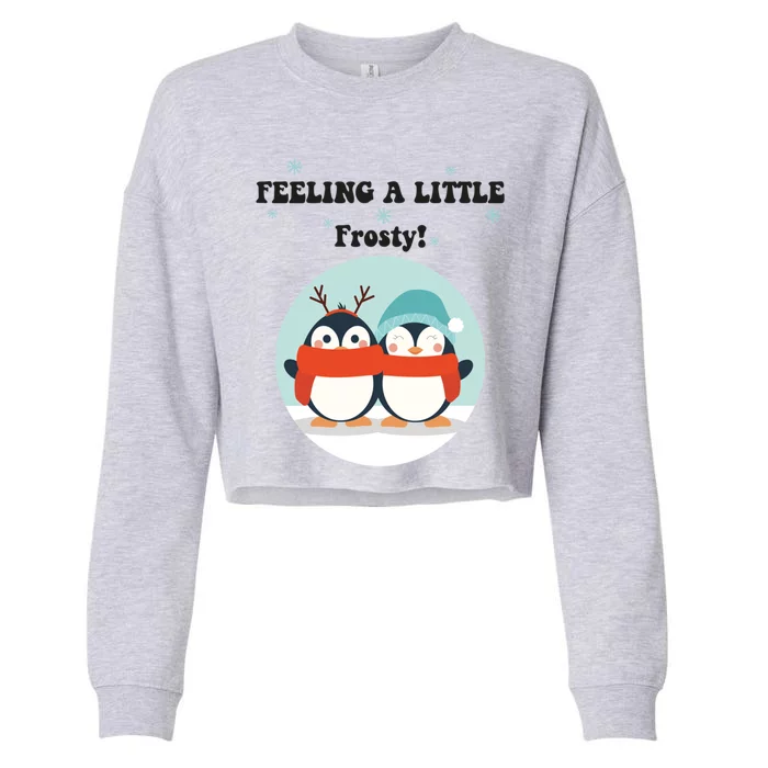 Christmas Penguin Frosty Meaningful Gift Cropped Pullover Crew