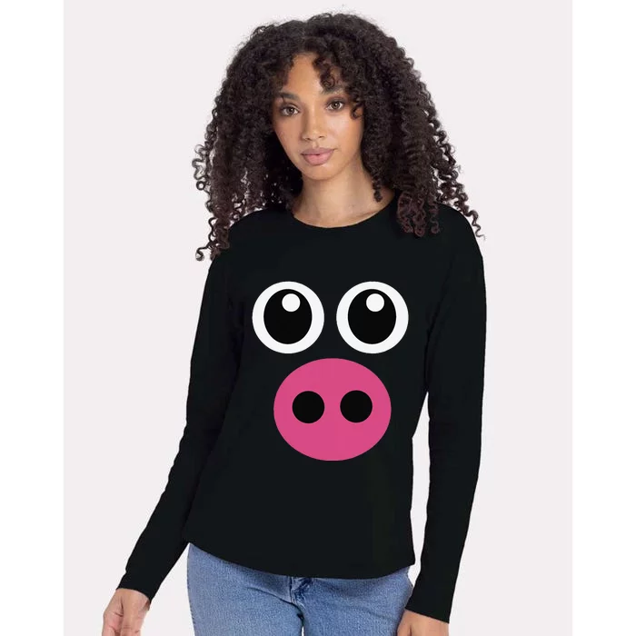 Cute Pig Face Pin.K Diy Barnyard Animal Halloween Womens Cotton Relaxed Long Sleeve T-Shirt