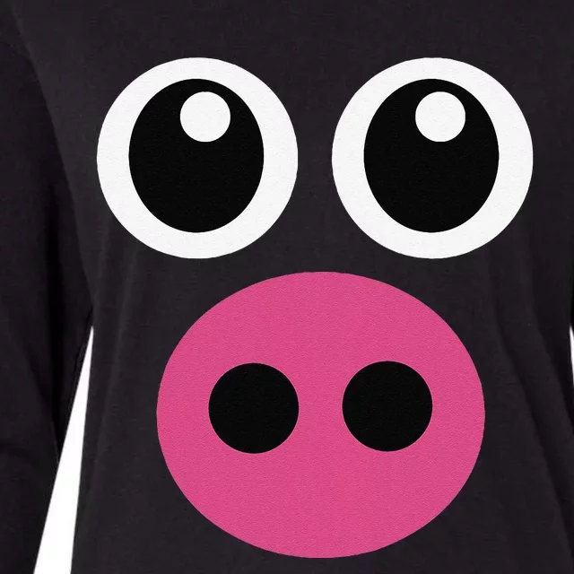 Cute Pig Face Pin.K Diy Barnyard Animal Halloween Womens Cotton Relaxed Long Sleeve T-Shirt