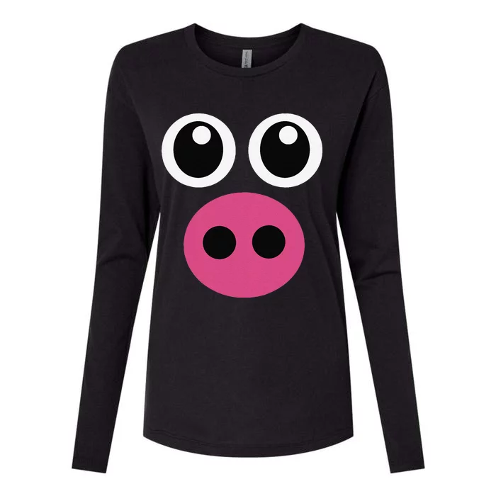 Cute Pig Face Pin.K Diy Barnyard Animal Halloween Womens Cotton Relaxed Long Sleeve T-Shirt