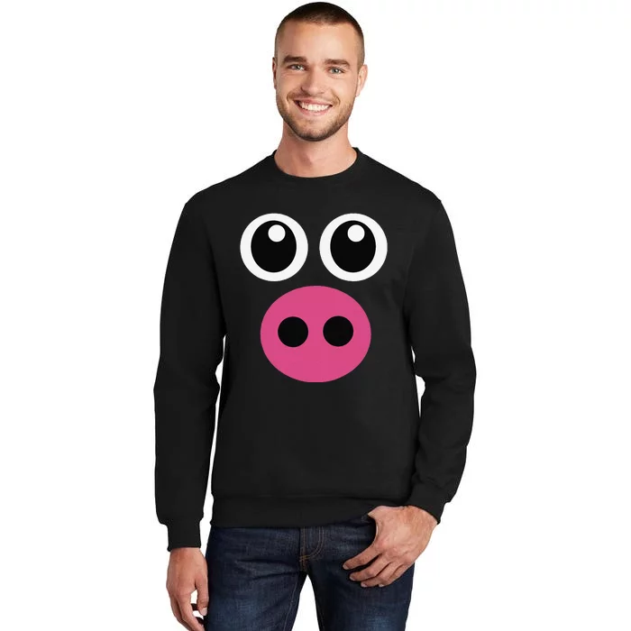 Cute Pig Face Pin.K Diy Barnyard Animal Halloween Tall Sweatshirt