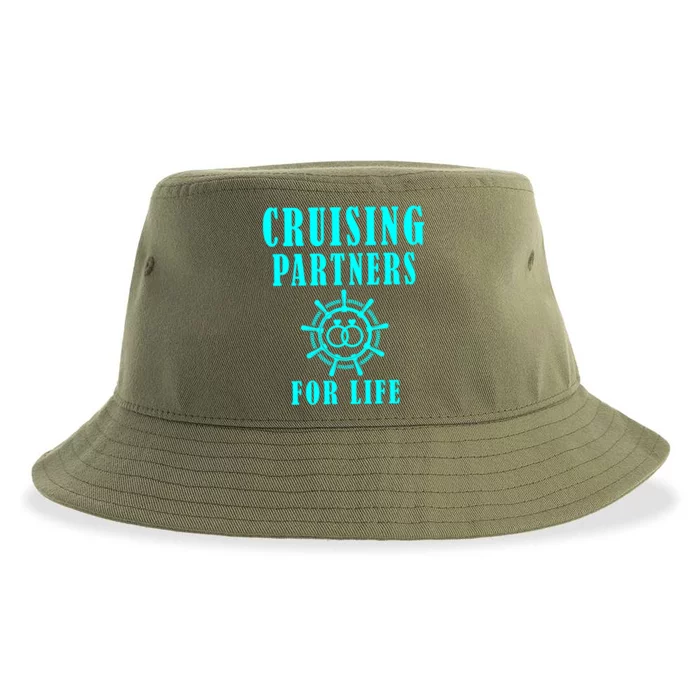 Cruising Partners For Life Wife Husband Couples Sailor Gift Sustainable Bucket Hat