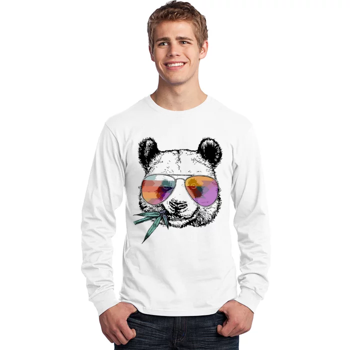 Cool Panda Funny Panda Bear In Sunglasses Long Sleeve Shirt