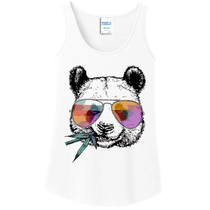 Cool Panda Funny Panda Bear In Sunglasses Ladies Essential Tank