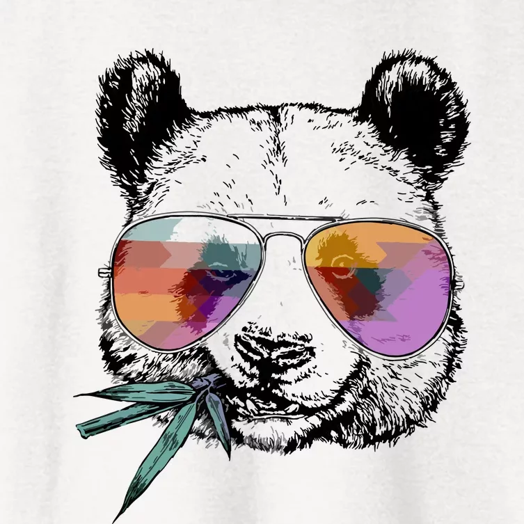 Cool Panda Funny Panda Bear In Sunglasses Women's Crop Top Tee