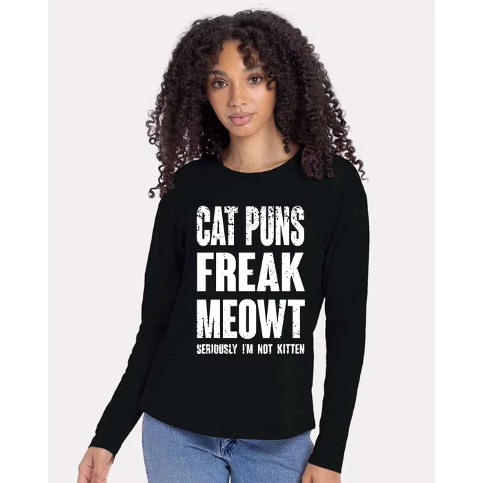 Cat Puns Freak Meowt Womens Cotton Relaxed Long Sleeve T-Shirt