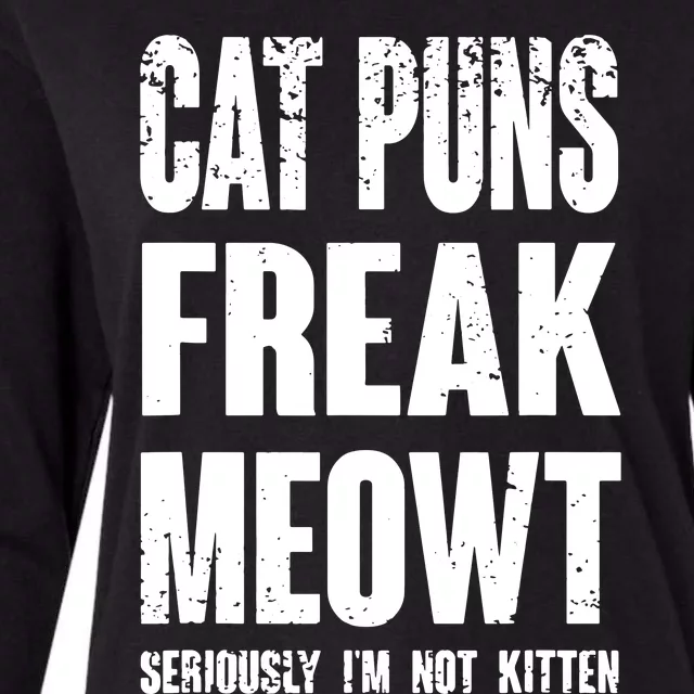 Cat Puns Freak Meowt Womens Cotton Relaxed Long Sleeve T-Shirt