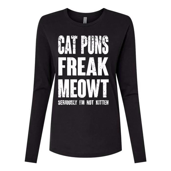 Cat Puns Freak Meowt Womens Cotton Relaxed Long Sleeve T-Shirt