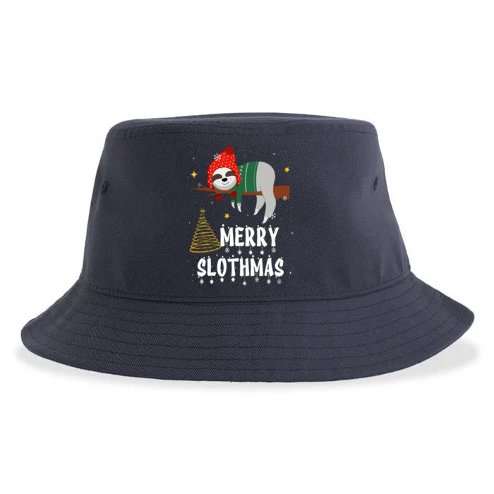 Christmas Pajama For Sloth Lovers Merry Slothmas Gift Sustainable Bucket Hat