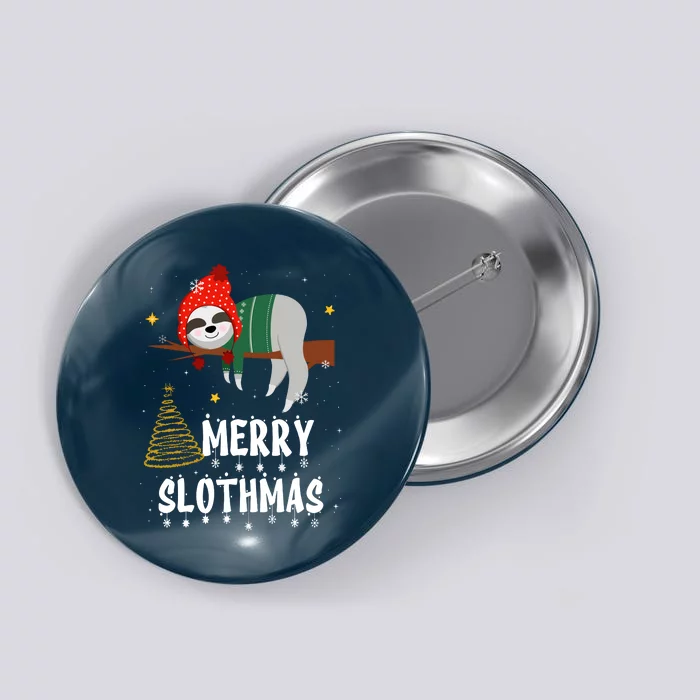 Christmas Pajama For Sloth Lovers Merry Slothmas Gift Button