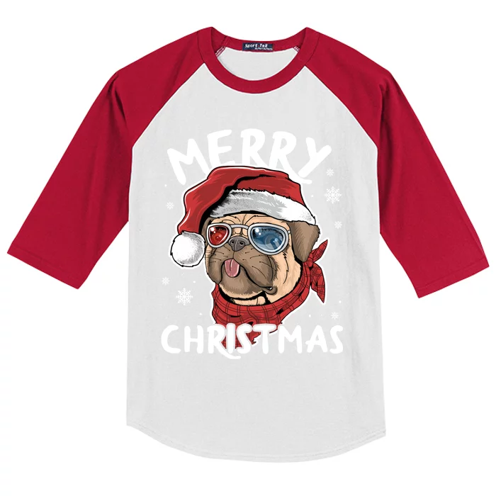 Christmas Pug Funny Christmas Pjs For Family And Dog Lovers Cool Gift Kids Colorblock Raglan Jersey