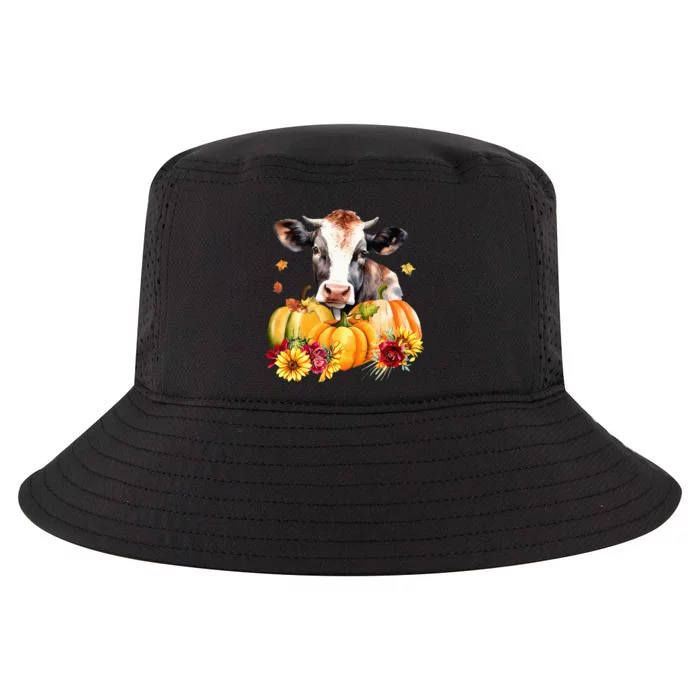 Cow Pumpkin Flower Auutmn Fall Farm Animal Thanksgiving Cool Comfort Performance Bucket Hat