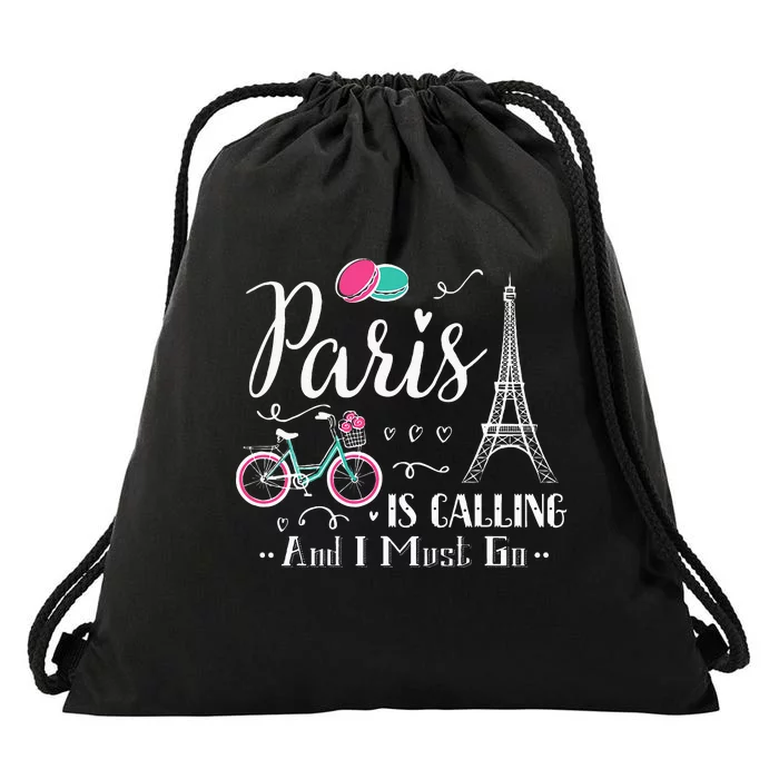 Cute Paris France Vacation Travel Christmas Gift Drawstring Bag