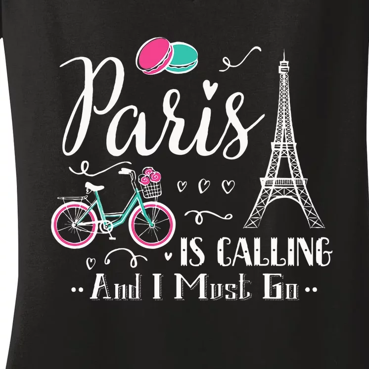 Cute Paris France Vacation Travel Christmas Gift Women's V-Neck T-Shirt