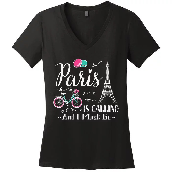 Cute Paris France Vacation Travel Christmas Gift Women's V-Neck T-Shirt