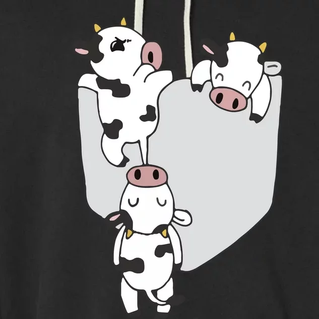 Cow Pocket Funny Milk Cow In A Bag Tee Garment-Dyed Fleece Hoodie