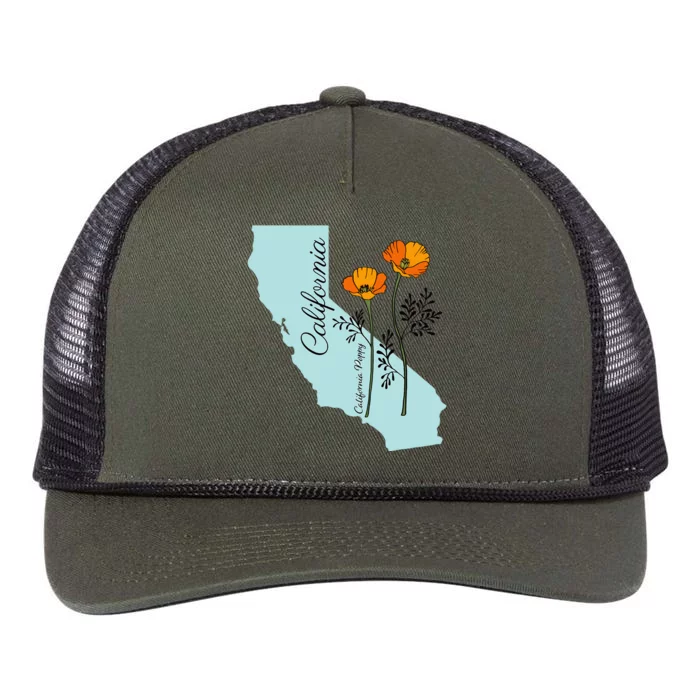 California Poppy Flower Retro Rope Trucker Hat Cap