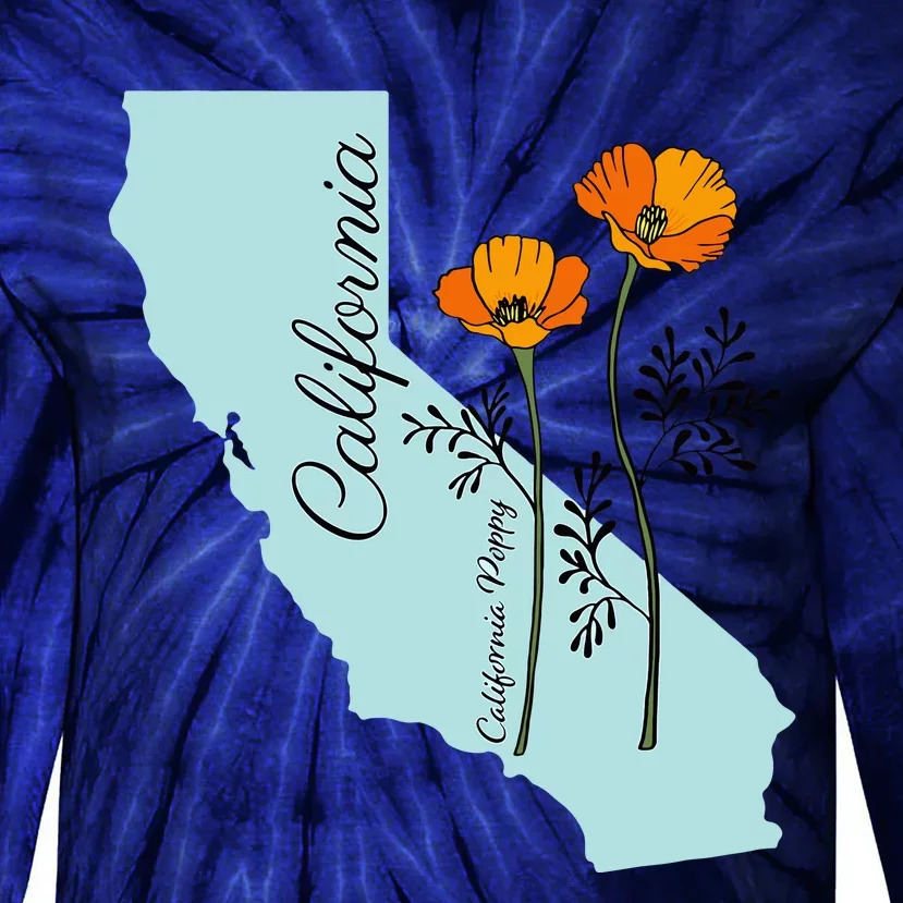 California Poppy Flower Tie-Dye Long Sleeve Shirt