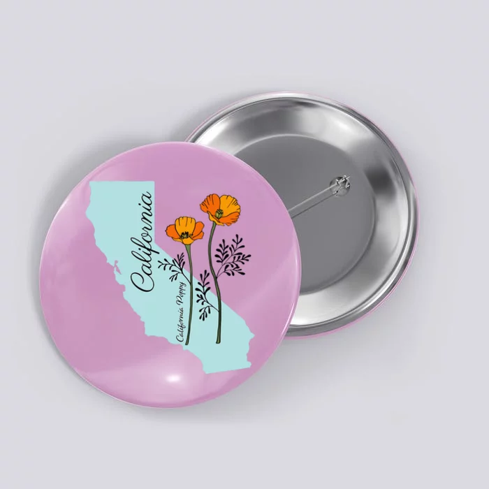 California Poppy Flower Button