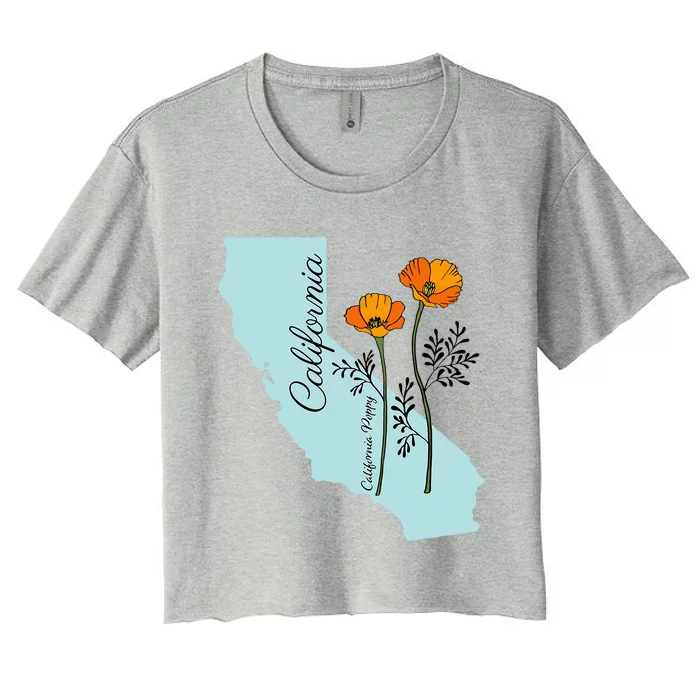 California Poppy Flower Women's Crop Top Tee